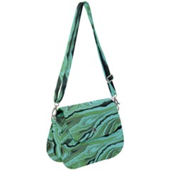 Waves Marbled Abstract Background Saddle Handbag by Amaryn4rt