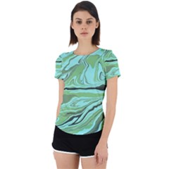 Waves Marbled Abstract Background Back Cut Out Sport Tee by Amaryn4rt