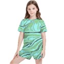 Waves Marbled Abstract Background Kids  Tee and Sports Shorts Set View1