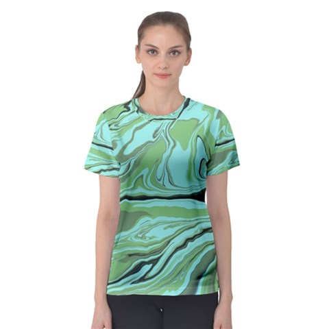 Waves Marbled Abstract Background Women s Sport Mesh Tee by Amaryn4rt