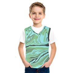 Waves Marbled Abstract Background Kids  Basketball Tank Top by Amaryn4rt