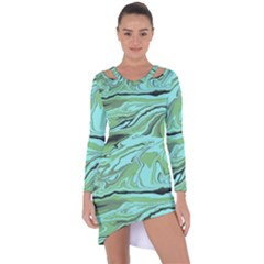 Waves Marbled Abstract Background Asymmetric Cut-out Shift Dress by Amaryn4rt