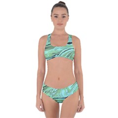 Waves Marbled Abstract Background Criss Cross Bikini Set by Amaryn4rt