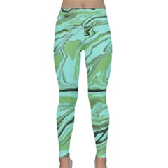 Waves Marbled Abstract Background Lightweight Velour Classic Yoga Leggings by Amaryn4rt