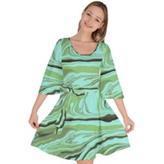 Waves Marbled Abstract Background Velour Kimono Dress by Amaryn4rt