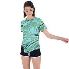 Waves Marbled Abstract Background Asymmetrical Short Sleeve Sports Tee by Amaryn4rt