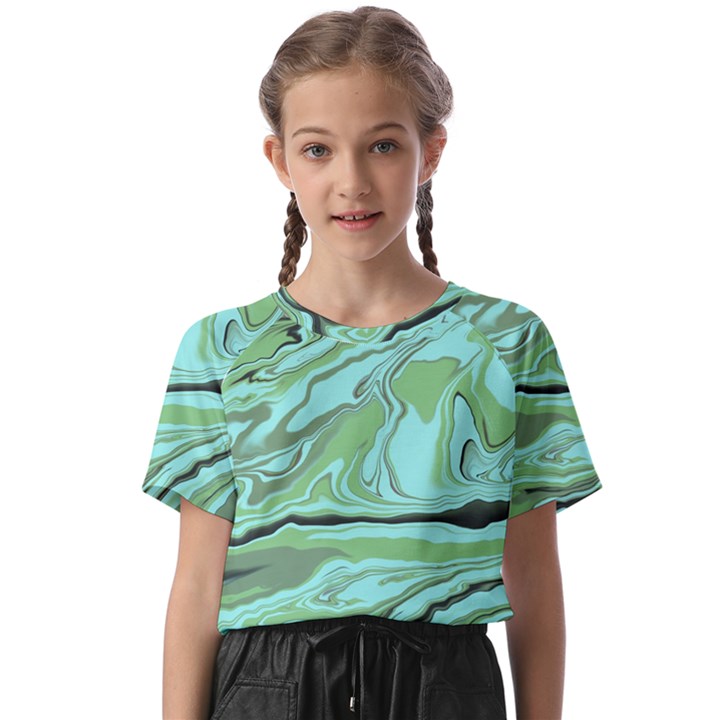 Waves Marbled Abstract Background Kids  Basic Tee