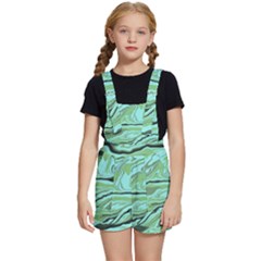 Waves Marbled Abstract Background Kids  Short Overalls