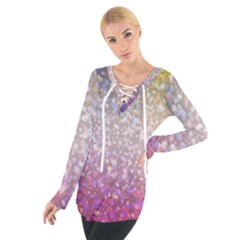 Glitter Particles Pattern Abstract Tie Up Tee by Amaryn4rt