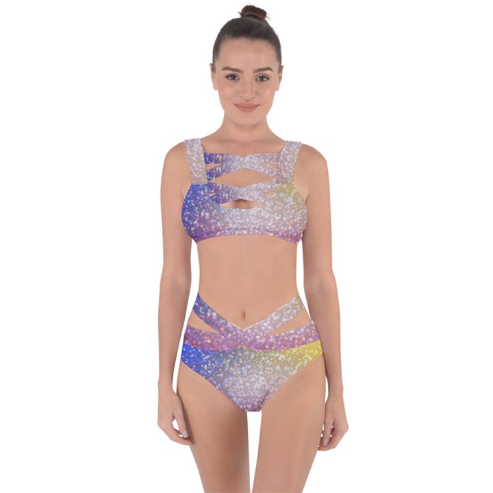 Glitter Particles Pattern Abstract Bandaged Up Bikini Set 