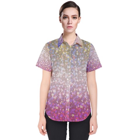 Glitter Particles Pattern Abstract Women s Short Sleeve Shirt by Amaryn4rt