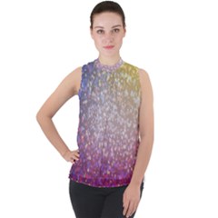 Glitter Particles Pattern Abstract Mock Neck Chiffon Sleeveless Top by Amaryn4rt