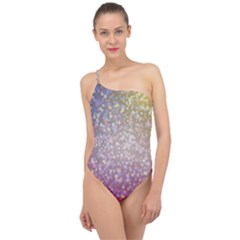 Glitter Particles Pattern Abstract Classic One Shoulder Swimsuit by Amaryn4rt