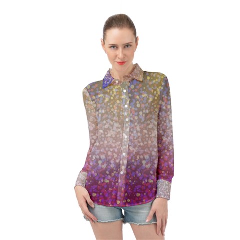 Glitter Particles Pattern Abstract Long Sleeve Chiffon Shirt by Amaryn4rt