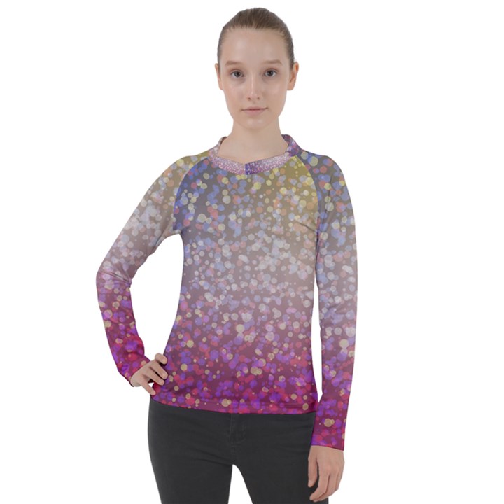 Glitter Particles Pattern Abstract Women s Pique Long Sleeve Tee