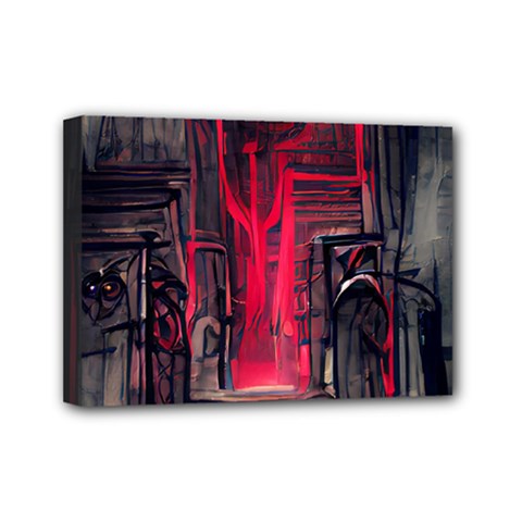 Stranger Things Fantasy Dark  Red Mini Canvas 7  X 5  (stretched) by Amaryn4rt