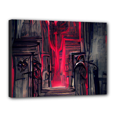 Stranger Things Fantasy Dark  Red Canvas 16  X 12  (stretched) by Amaryn4rt