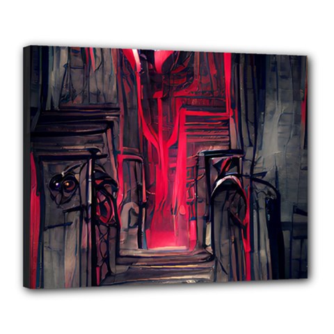 Stranger Things Fantasy Dark  Red Canvas 20  X 16  (stretched) by Amaryn4rt