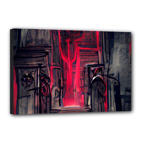 Stranger Things Fantasy Dark  Red Canvas 18  X 12  (stretched) by Amaryn4rt