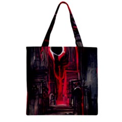 Stranger Things Fantasy Dark  Red Zipper Grocery Tote Bag by Amaryn4rt