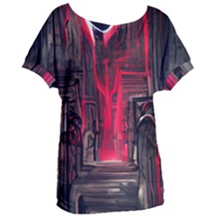 Stranger Things Fantasy Dark  Red Women s Oversized Tee by Amaryn4rt