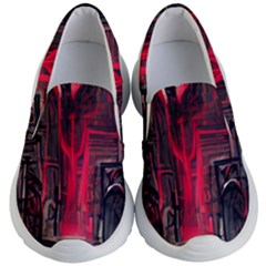 Stranger Things Fantasy Dark  Red Kids Lightweight Slip Ons by Amaryn4rt