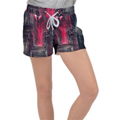 Stranger Things Fantasy Dark  Red Velour Lounge Shorts by Amaryn4rt