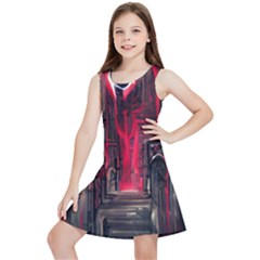 Stranger Things Fantasy Dark  Red Kids  Lightweight Sleeveless Dress by Amaryn4rt