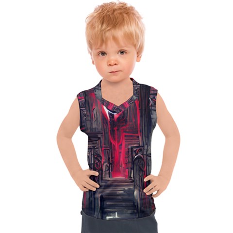 Stranger Things Fantasy Dark  Red Kids  Sport Tank Top by Amaryn4rt