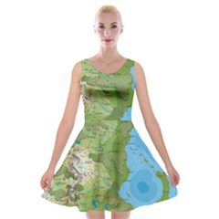 Grand Duchy Of Valderin Fantasy Map Velvet Skater Dress by Amaryn4rt