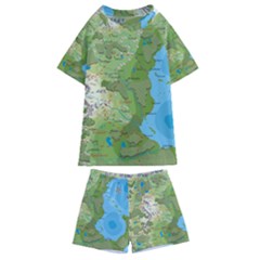 Grand Duchy Of Valderin Fantasy Map Kids  Swim Tee And Shorts Set by Amaryn4rt