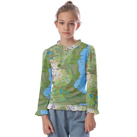 Grand Duchy Of Valderin Fantasy Map Kids  Frill Detail Tee by Amaryn4rt