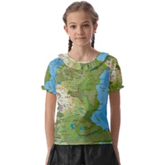 Grand Duchy Of Valderin Fantasy Map Kids  Frill Chiffon Blouse