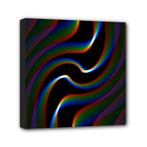 Rainbow Waves Art Iridescent Mini Canvas 6  X 6  (stretched) by Amaryn4rt