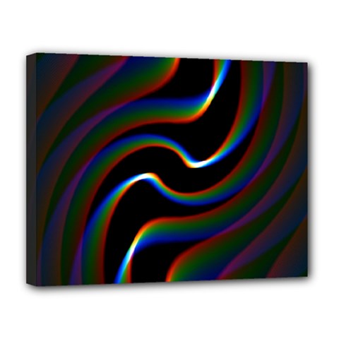 Rainbow Waves Art Iridescent Canvas 14  X 11  (stretched) by Amaryn4rt