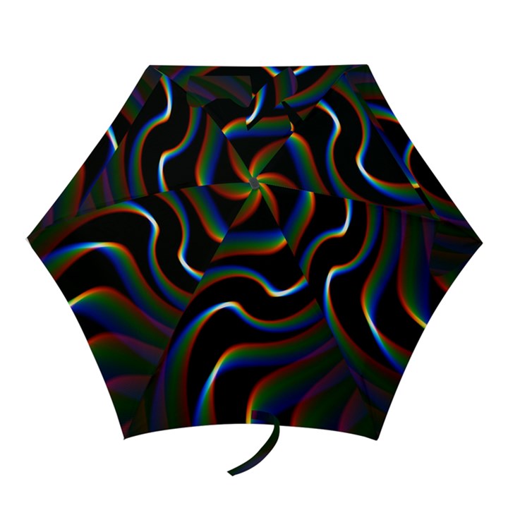 Rainbow Waves Art Iridescent Mini Folding Umbrellas