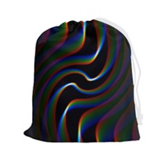 Rainbow Waves Art Iridescent Drawstring Pouch (2xl) by Amaryn4rt