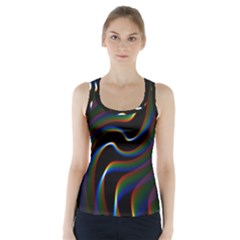 Rainbow Waves Art Iridescent Racer Back Sports Top by Amaryn4rt