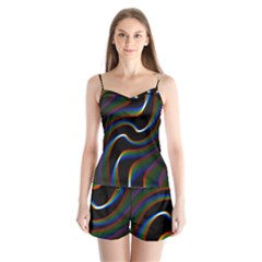 Rainbow Waves Art Iridescent Satin Pajamas Set by Amaryn4rt