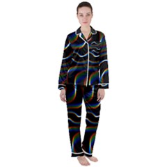 Rainbow Waves Art Iridescent Satin Long Sleeve Pajamas Set by Amaryn4rt