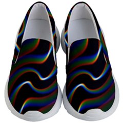 Rainbow Waves Art Iridescent Kids Lightweight Slip Ons by Amaryn4rt