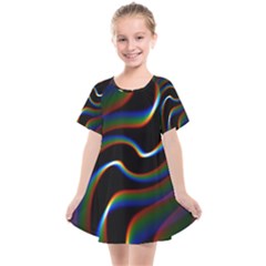 Rainbow Waves Art Iridescent Kids  Smock Dress by Amaryn4rt