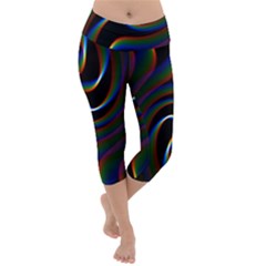 Rainbow Waves Art Iridescent Lightweight Velour Capri Yoga Leggings by Amaryn4rt