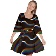 Rainbow Waves Art Iridescent Velour Kimono Dress by Amaryn4rt