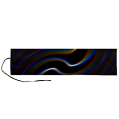 Rainbow Waves Art Iridescent Roll Up Canvas Pencil Holder (l) by Amaryn4rt