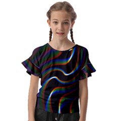 Rainbow Waves Art Iridescent Kids  Cut Out Flutter Sleeves by Amaryn4rt