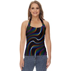 Rainbow Waves Art Iridescent Basic Halter Top by Amaryn4rt