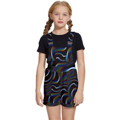 Rainbow Waves Art Iridescent Kids  Short Overalls by Amaryn4rt