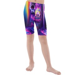 Purple Drawing Digital Art Kids  Mid Length Swim Shorts by Amaryn4rt