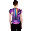 Purple Drawing Digital Art Crew Neck Crop Top View2